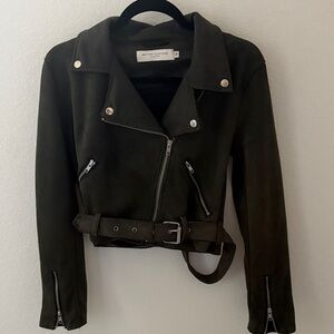 Dark Olive Faux Suede Jacket